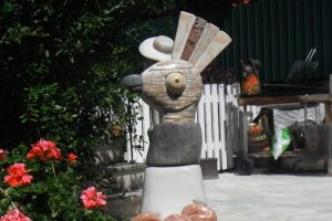 Stone sculpture of a bird's head