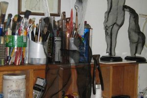 Sculpture by Donald Kolberg in his studio