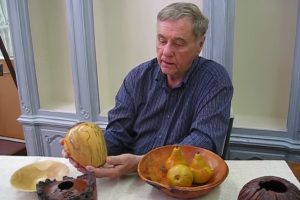 Harry Wicks shows his wood bowls and vases