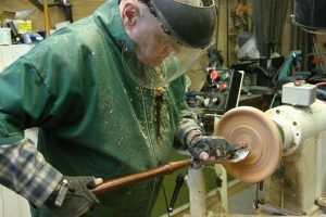 Artist Harry Wicks at work in his studio