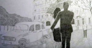 Paris Sketch by Isabelle Pruneau to accompany Charles Banes, Jr., video feature reading poetry poem In Paris