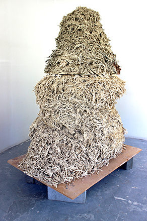 Claystack
Claystack by Baczeski is Claystack is an “object experiment” created by dipping an entire straw bale into clay slip, and then firing the resulting mound.