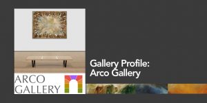 A work of art hangs in the Arco Gallery virtual studio