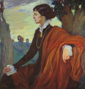 A painting of Anna Akhmatova in profile
