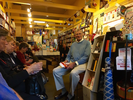 Stephen Davenport reads at a book store signing