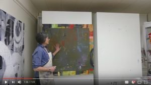Pamela Caughey demonstrates the skill of underpainting on her canvas