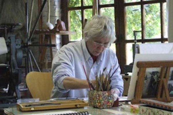 Barbara Milman at el Gallinero Printmaking Workshop, Granada, Spain, 2011