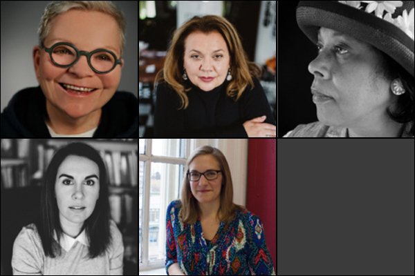 A collection of headshots of female poets interviewed by The Woven Tale Press
