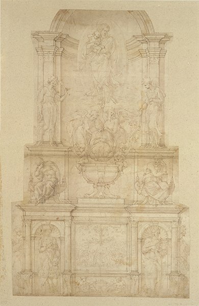 A drawing of the opening of a tomb