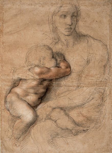 A drawing by Michelangelo of Madonna and child