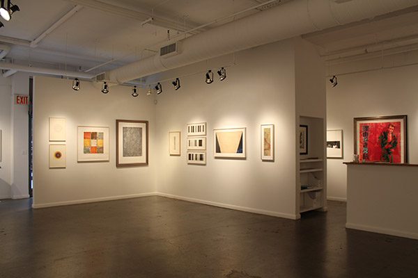 A gallery view of a printmaking exhibition at the Curator Gallery