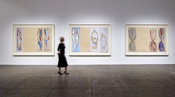 A gallery installation of works by Louise Bourgeois
