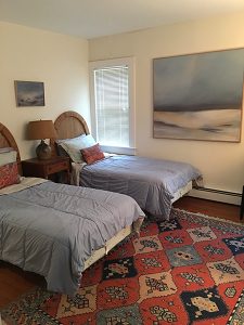 One of the bedrooms in the WTP Hamptons retreat house