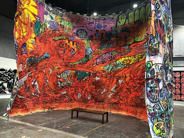 A large art installation of graffiti art