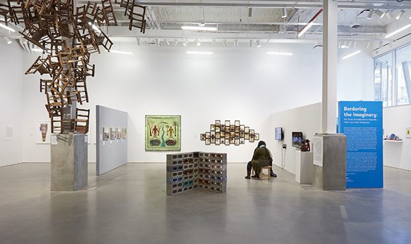 An installation view of sculpture, painting, and mixed media works at BRIC Arts Media