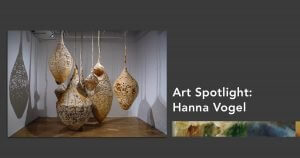 An installation of hanging vessels made from homemade paper