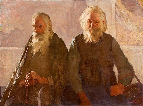 A 1926 painting of two men sitting besides each other