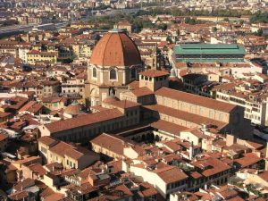 An aerial view of Florence's Basilica di San Lorenzo