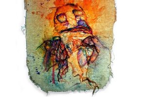 mixed media wall hanging made of fiber