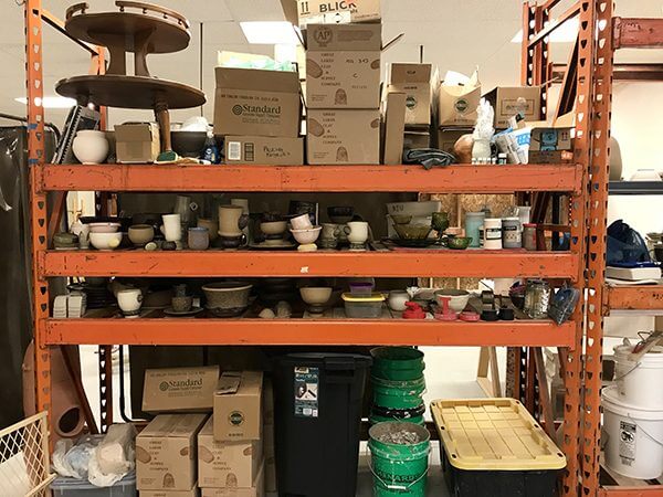 Shelves in Rangel-Cascio's studio