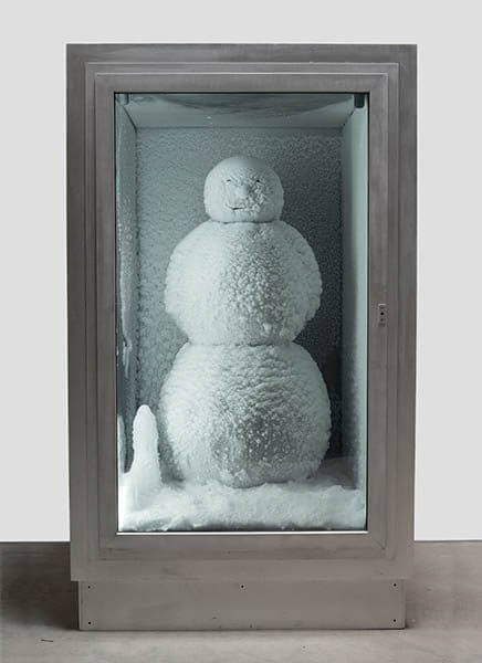 A snowman in a refrigerator