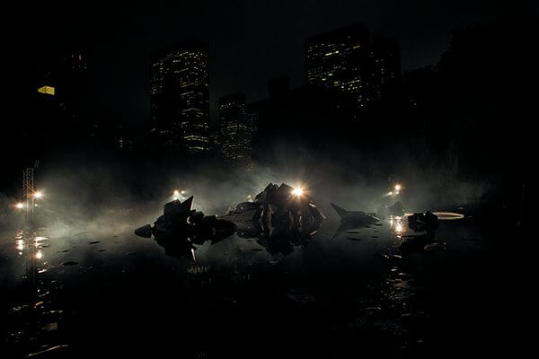 A still from a video of an installation on the ice rink in Central Park
