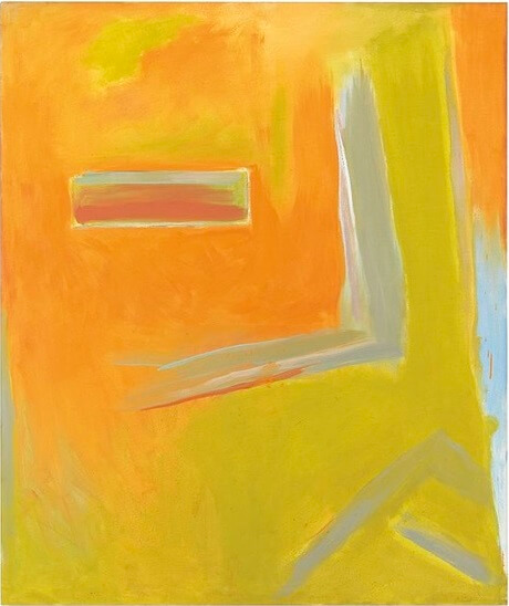 A yellow abstract oil painting