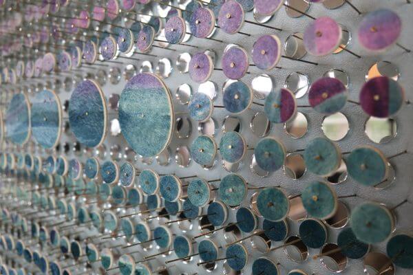 A close-up of the small circles and mirrors.