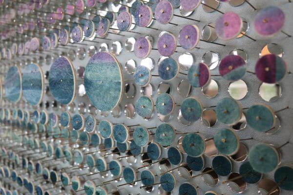 A close-up of the small circles and mirrors. 