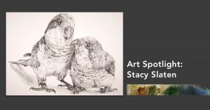 Graphite drawing of a realistic bird couple