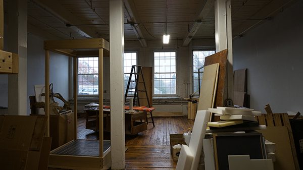 An artist's studio being emptied