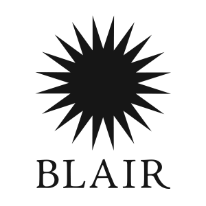 Blair publishing logo, a black sun with the name underneath