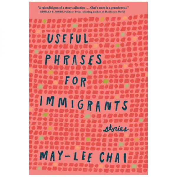 peach book cover of Useful Phrases for Immigrants by May-Lee Chai