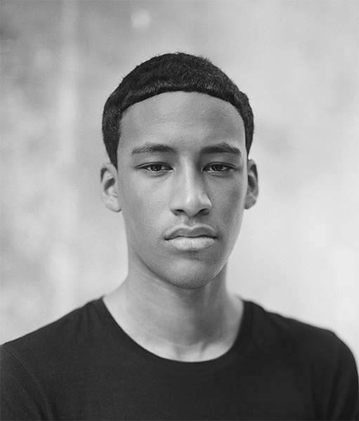 Black and white portrait of a teenager