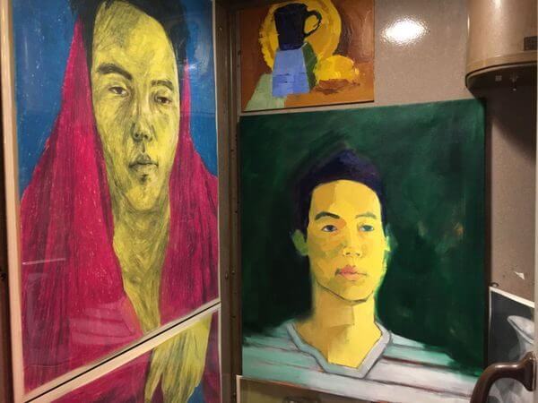 Abstract portraits of a man and a woman