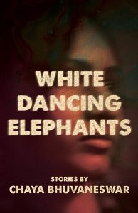 Cover of the book White Dancing Elephants, with a portrait of a woman in the background