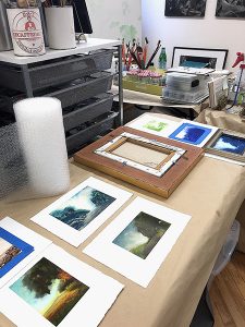 Nancy McTague Stock's paintings in her studio in Connecticut