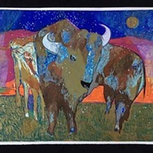 Nan Darham, First Flakes, Blue Bison With Calf. Photo courtesy of the artist