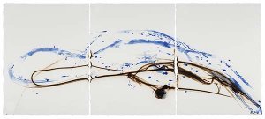 Etsuko Ichikawa, Vitrified 6718, 2018. Glass pyrograph and watercolor on paper, 30” x 67 1/2” Image courtesy of Winston Wächter Fine Art, Inc.