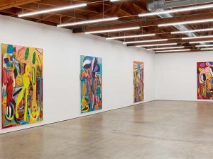 André Butzer: Goethe komischer Mann Installation view at Nino Mier Gallery, 2019.