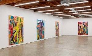 André Butzer: Goethe komischer Mann Installation view at Nino Mier Gallery, 2019.