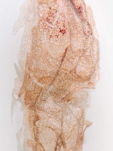 Magdalena Dukiewicz, Flesh and Blood, 2018. Blood and hydrolyzed collagen with air bubbles, 45” x 17” x 8” Photo Credit- Jung Hee Mun