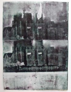 Helen Cantrell, City Burn Matrix, 2003. Xerox transfer print, 30” x 22”