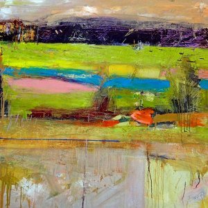 Helen Cantrell, Salt Marsh Radiant Pink. Oil on canvas, 48” x 48”