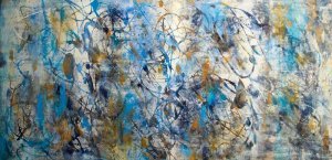 Liz Dexheimer, preternatural entanglements I, 2018. Oil on panel, 30” x 60”