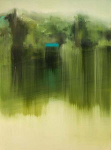 Liz Dexheimer, Domaine Interchange Green Suite II, 2017. Oil on canvas, 46” x 34”