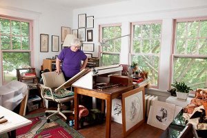 Fay Wood in one of the workspaces in her home studio.