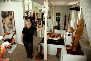 Artist Fay Wood in her studio