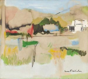 Jane Freilicher, Landscape in Water Mill, 1962. Oil on linen, 18” x 20”, 45.7 cm x 50.8 cm