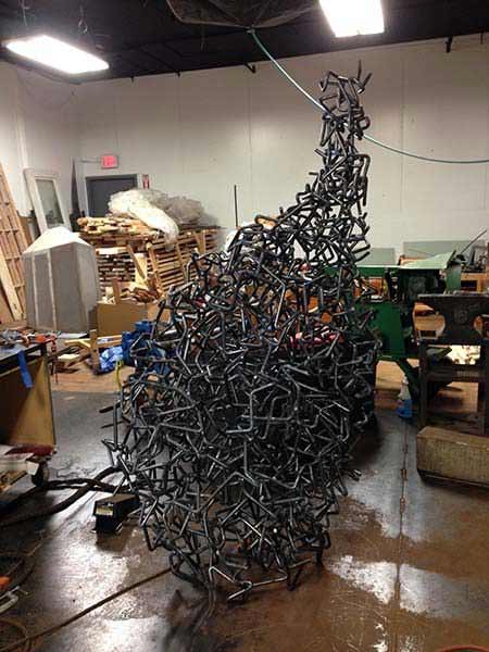 metal and wood sculpture 